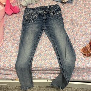 Miss Me Women's Blue Skinny Jeans with Embellishments